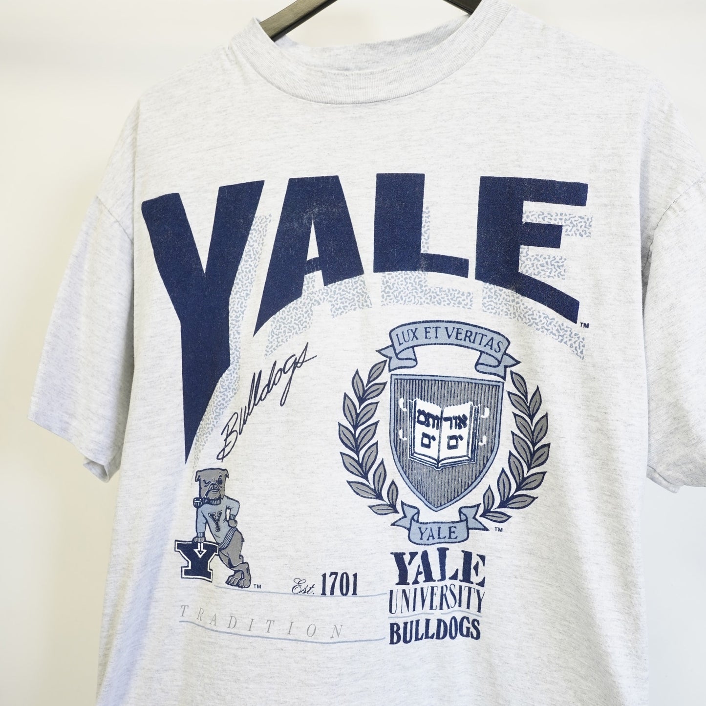 (XL) Vintage Yale University Bulldogs 90s Graphic T-Shirt Men's XL Heather Gray