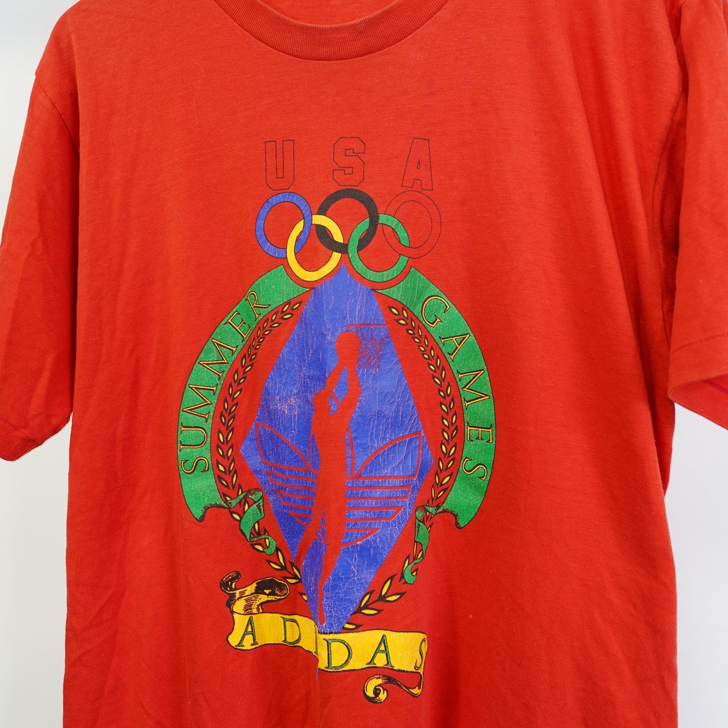 (XL) Vintage Adidas Olympic Summer Games Single Stitch T-Shirt Men's XL Basketball 90