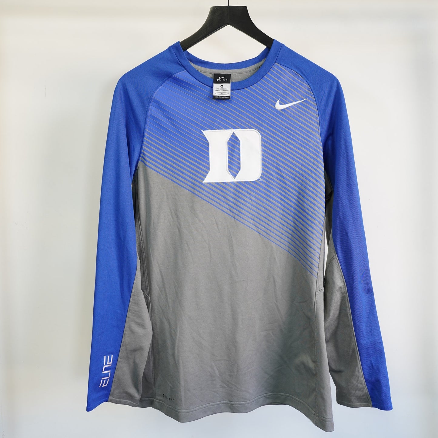 (M) Duke Blue Devils Nike Elite Basketball Dri-Fit T-Shirt Men's M Blue Longsleeve