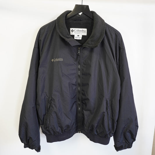 (L) Vintage Columbia Sportswear Fleece-Lined Bomber Jacket Men's L Black Gorpcore