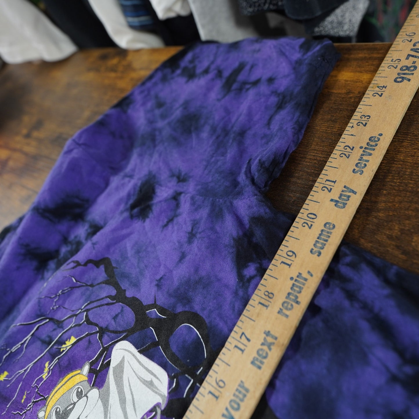 (L) Buc-ees Halloween Tie Dye T-Shirt New w/Tags Men's L Purple Ghost Boo