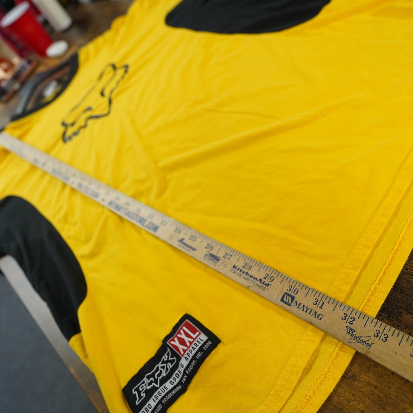 (XXL) Vintage Fox Motocross Racing Jersey Y2K Men's XXL Yellow Black BMX Motorcycle