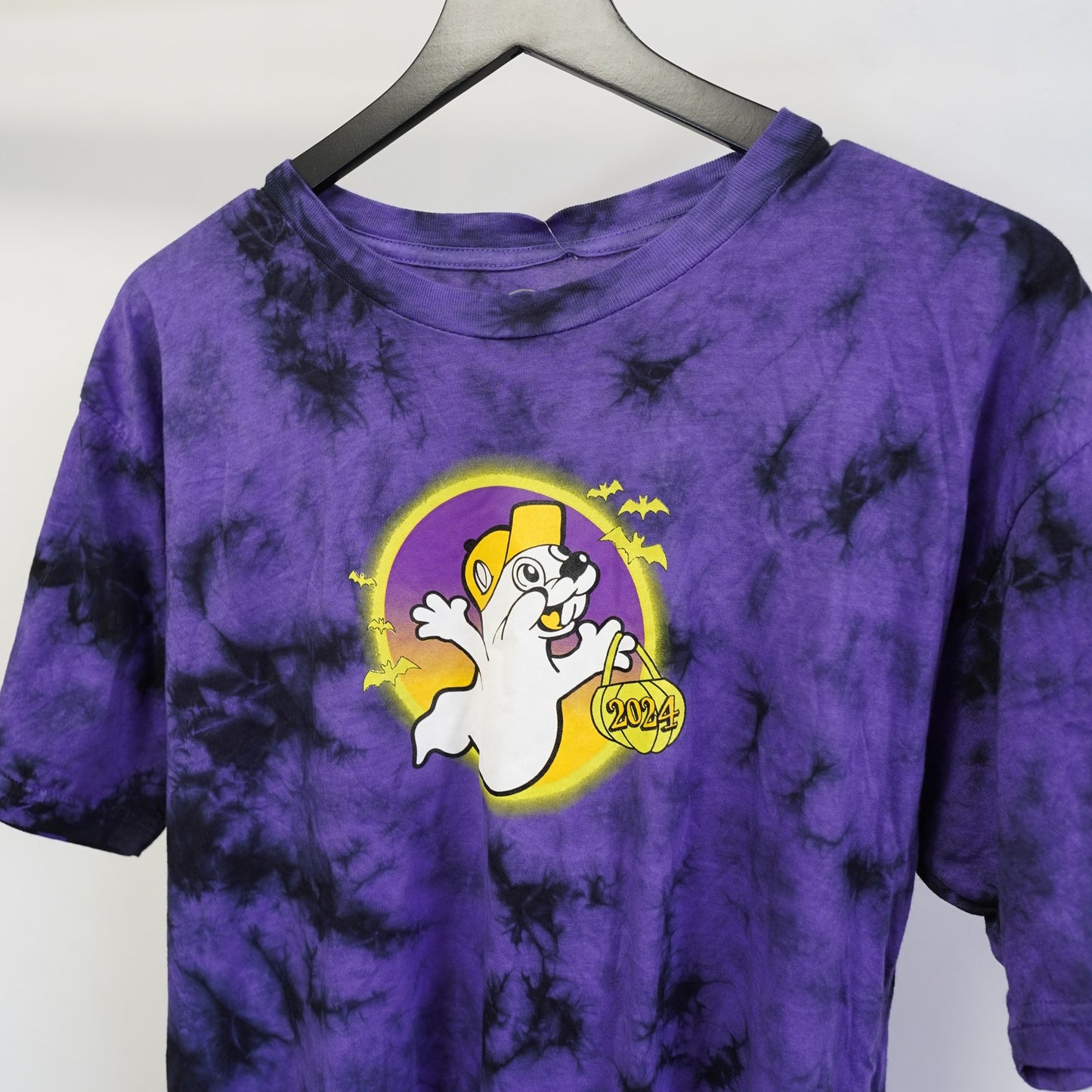 (L) Buc-ees Halloween Tie Dye T-Shirt New w/Tags Men's L Purple Ghost Boo