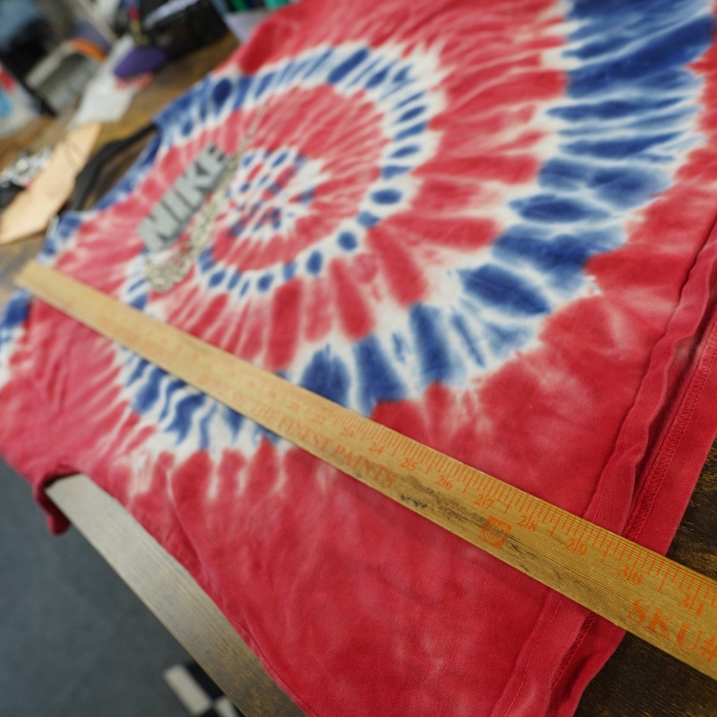 (XL) Nike Exploration Series Tie Dye Skeleton T-Shirt Men’s XL Red Blue Y2K Skate