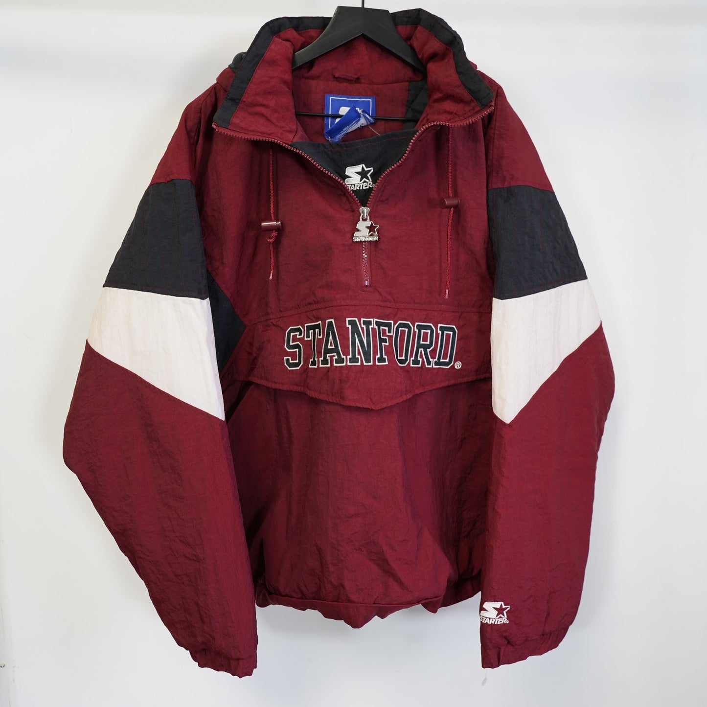 (XL) Vintage Stanford Cardinal Starter Puffer Jacket Men's XL Red 90s Pullover Retro