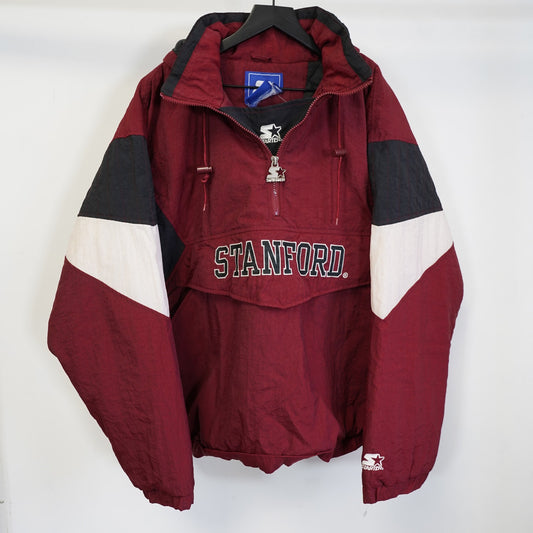 (XL) Vintage Stanford Cardinal Starter Puffer Jacket Men's XL Red 90s Pullover Retro