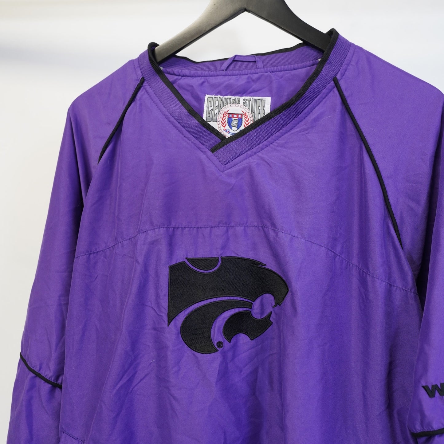 (L) Vintage Kansas State Wildcats Sewn Pullover Windbreaker Men's L Purple Jacket
