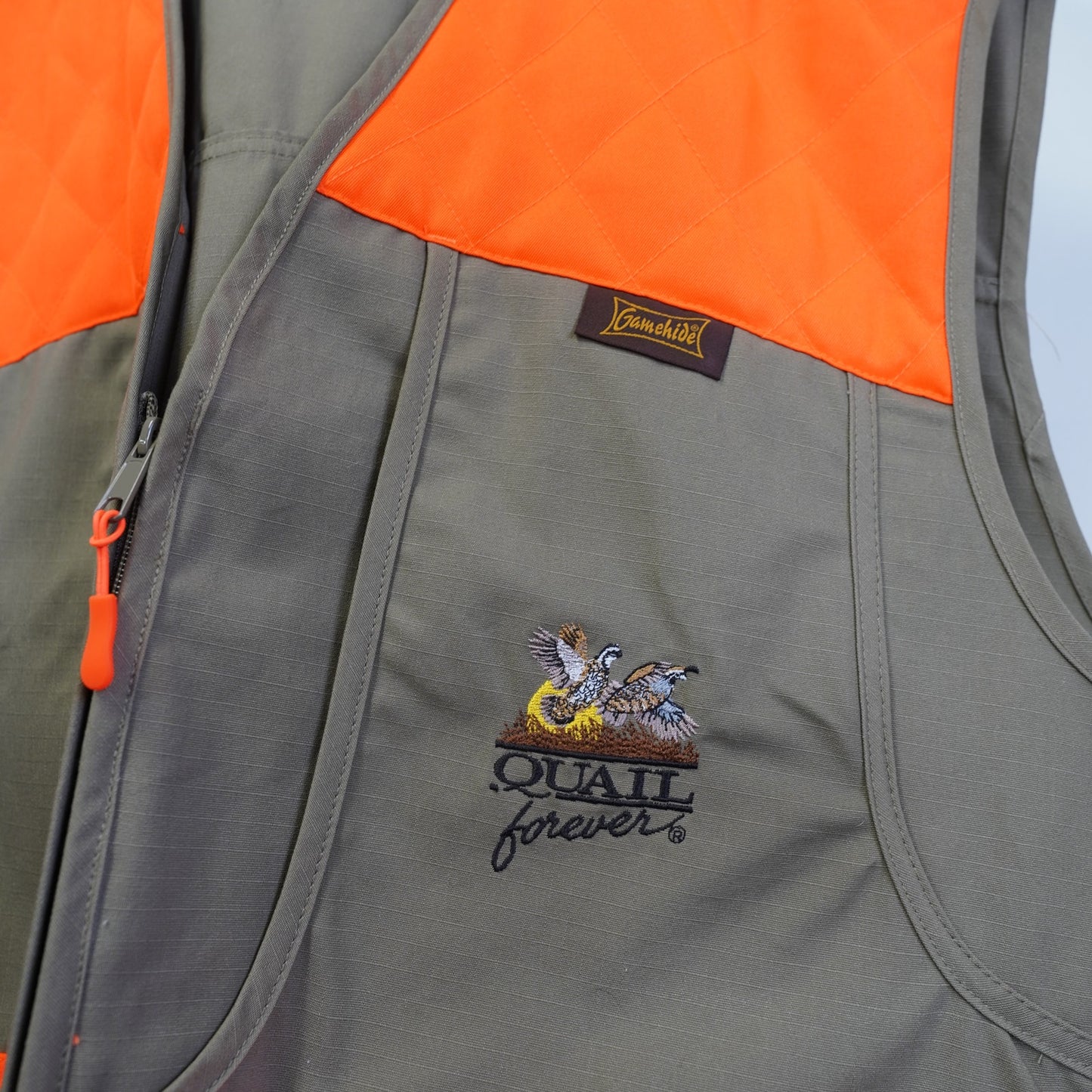 (3XL) Gamehide Quail Forever Hunting Vest Men's 3XL Beige Orange Fishing Outdoors Sewn
