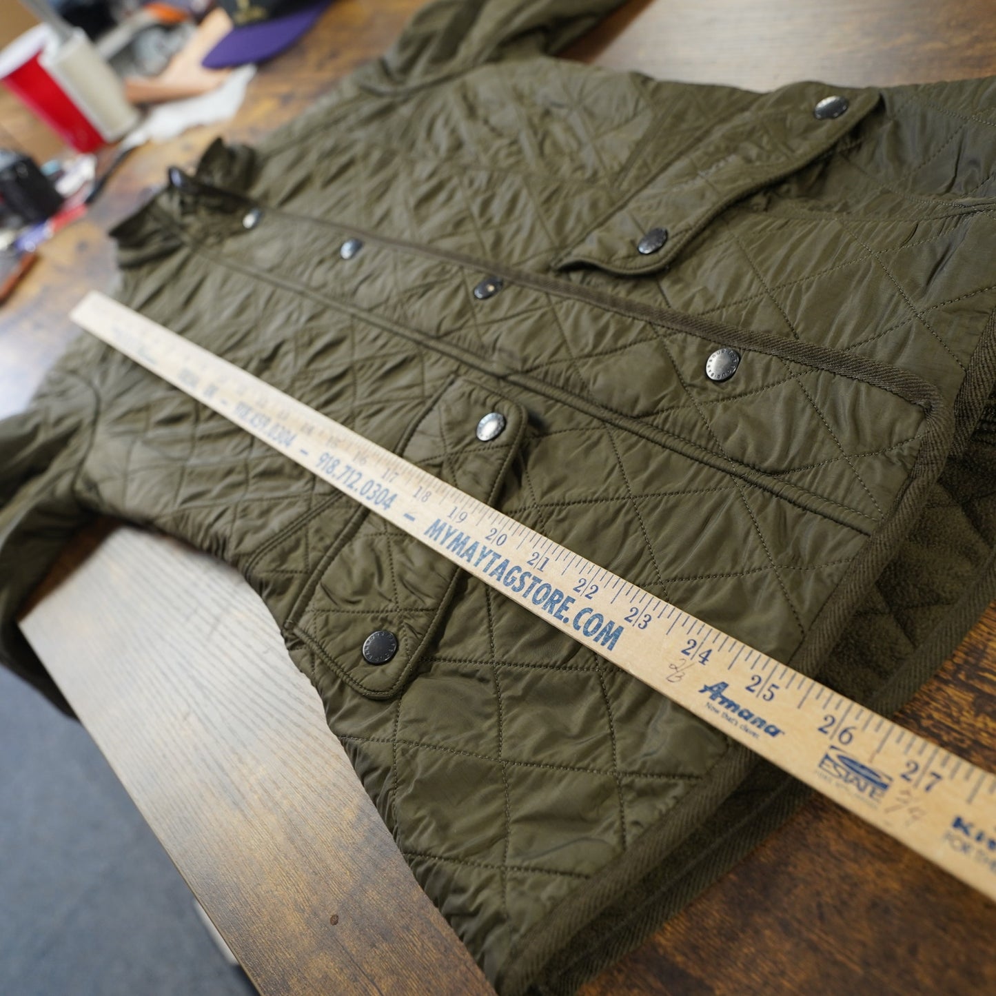 (Women's Sz 4) Barbour Cavalry Polarquilt Jacket US4 Olive Fleece Lined Equestrian Quiet Luxury