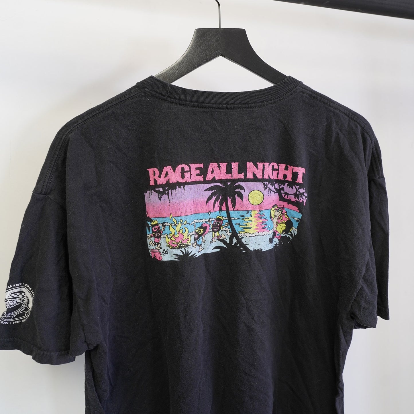 (XL) Thrilla Krew Y2K Surf All Day T-Shirt Men's XL Black SKate Neon Retro 2000s