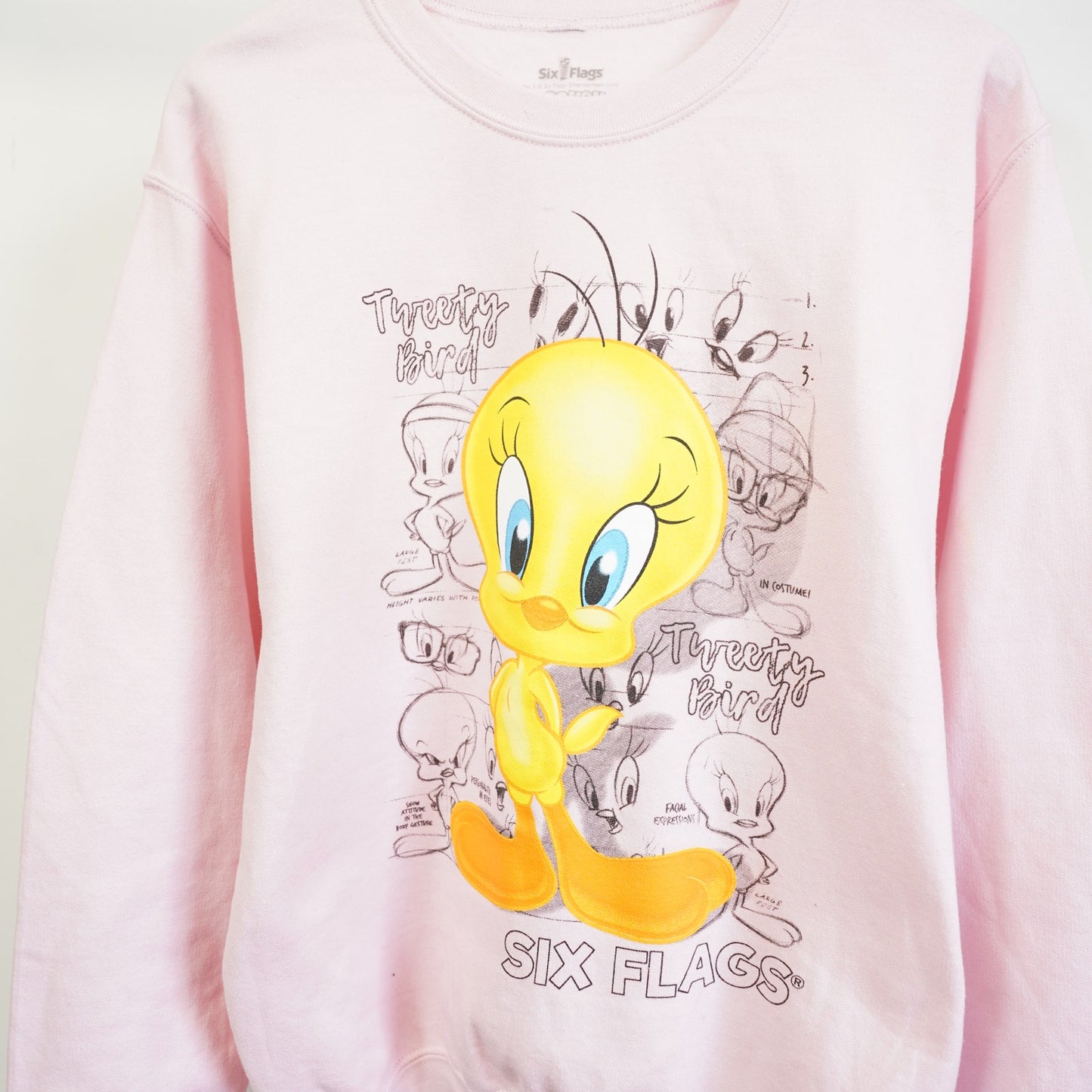 (S) Vintage Tweety Bird Looney Tunes Crewneck Sweatshirt Women's S Pink Cartoon