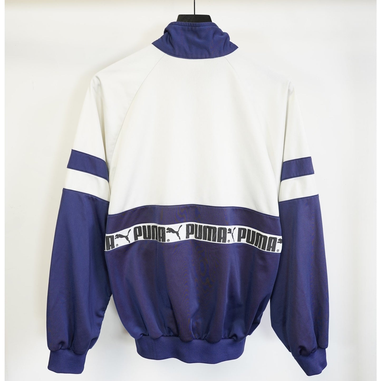 (L) Vintage Puma 90s Track Jacket Navy White Men's L Retro Full Zip