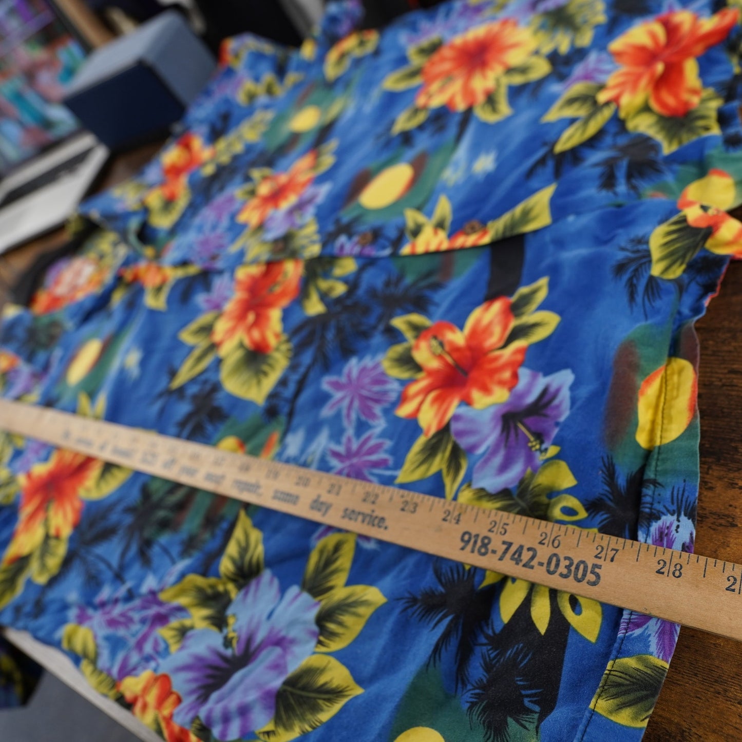 (XXL) Vintage 90's RJC Hawaiian Shirt Men's XXL Floral Tropical Made in USA 2XL Blue
