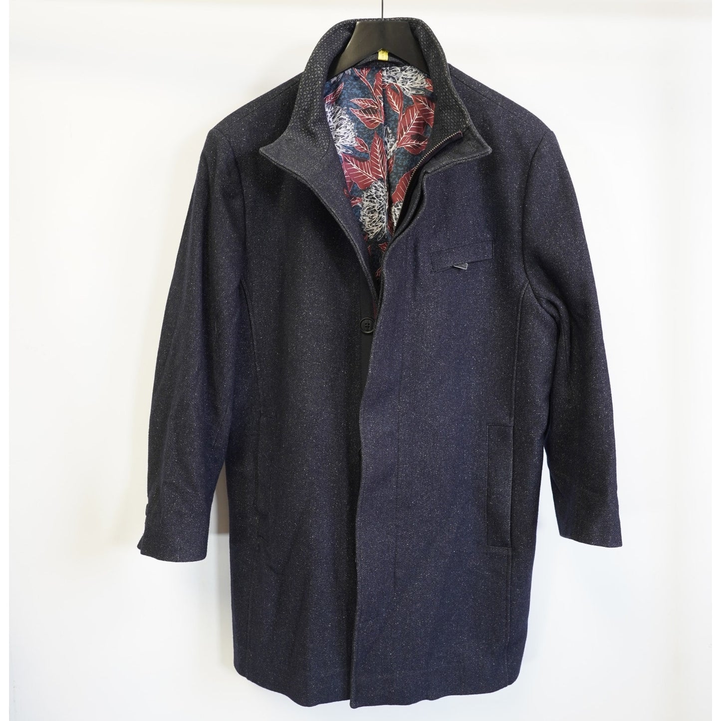 (Women's S) Ted Baker London Wool Blend Overcoat Women's Size 5 Floral Lined Navy
