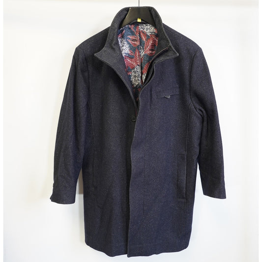 (Women's S) Ted Baker London Wool Blend Overcoat Women's Size 5 Floral Lined Navy