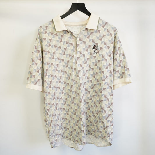 (XL) Vintage Mickey Mouse Disney Golf Polo Shirt Men's XL 90s Geometric Print Cream