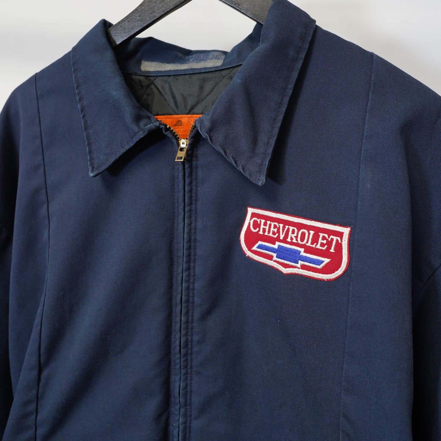 (XL) Vintage Chevrolet Mechanics Workwear Jacket Men's XL Blue Red Kap Chevy 80s