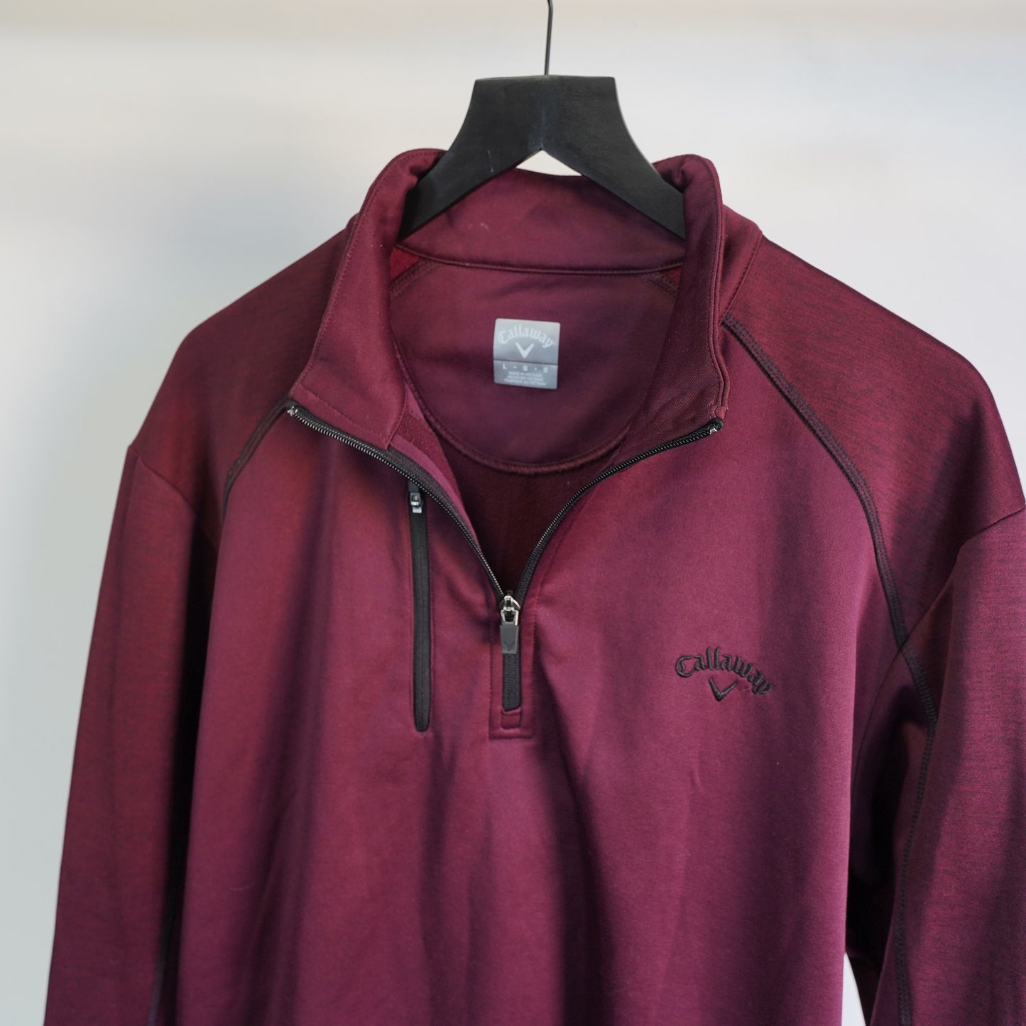 (L) Callaway Golf 1/4 Zip Pullover Performance Athletic Sweater Jacket Maroon