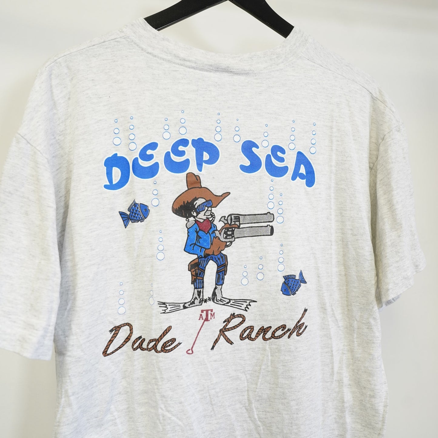(L) Vintage Texas A&M Aggies Russell Athletic Fish Camp T-Shirt Men's L 90s Gray