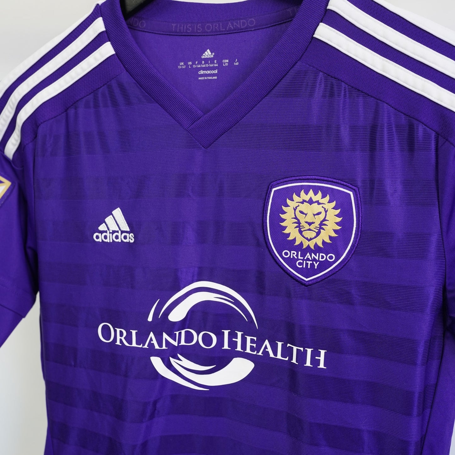 (Youth L) Adidas Orlando City SC Home Soccer Jersey Youth L Kids Purple Futbol MLS 2015-16