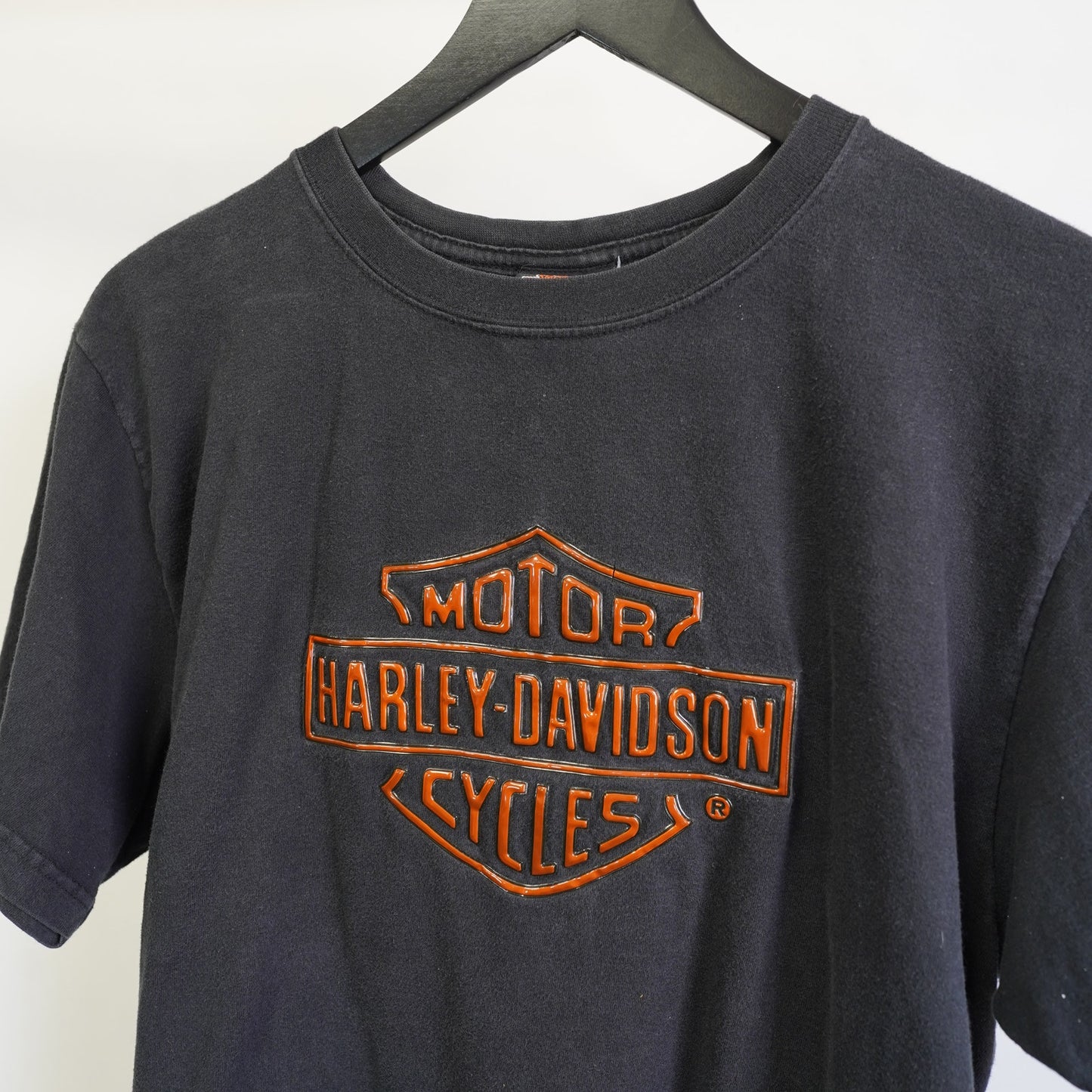 (L) Vintage Harley Davidson Y2K Motorcycle Biker T-Shirt Men's L 3D Logo Black