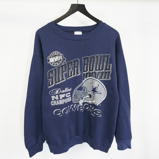 (L) Vintage 90s Dallas Cowboys Superbowl 28 Champions Sweatshirt Men's L Blue 90s