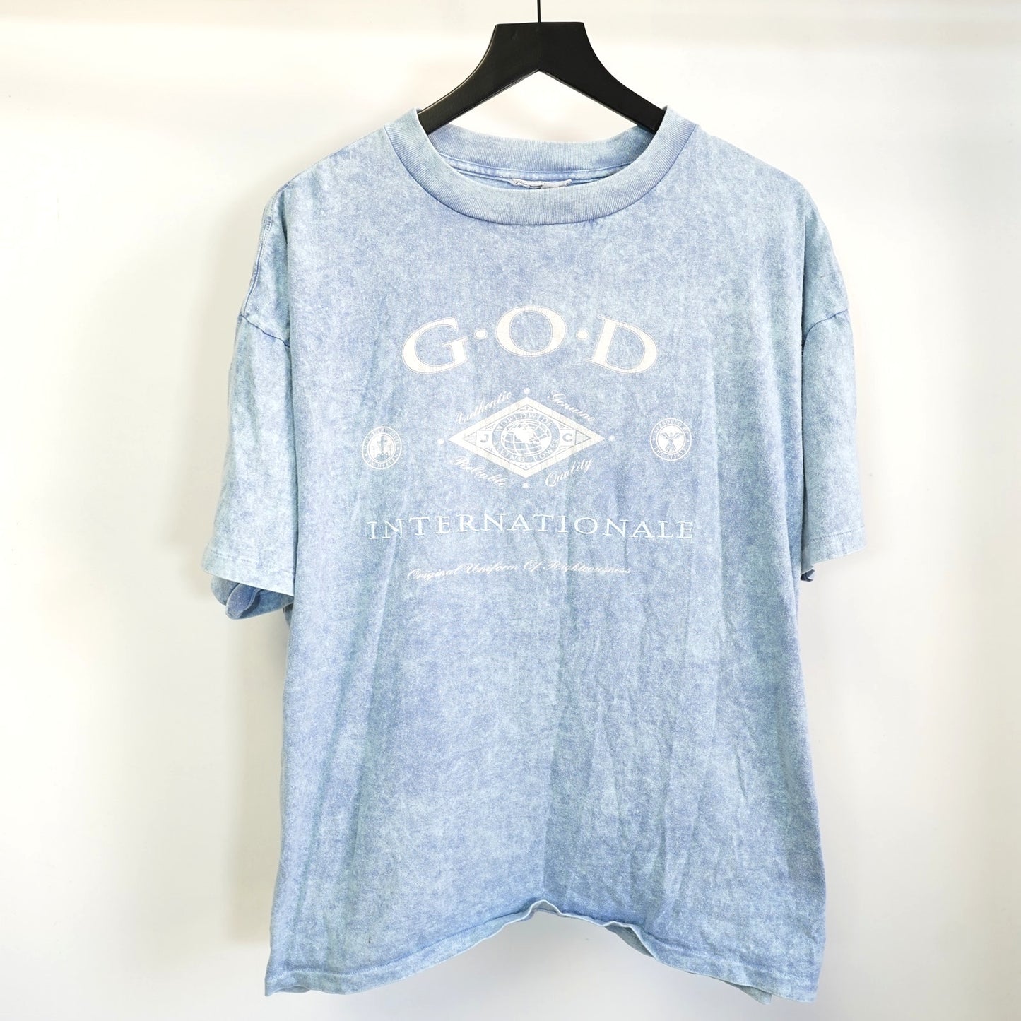 (XXL) Vintage God International Religious Jesus T-Shirt Men's XXL Single Stitch Blue