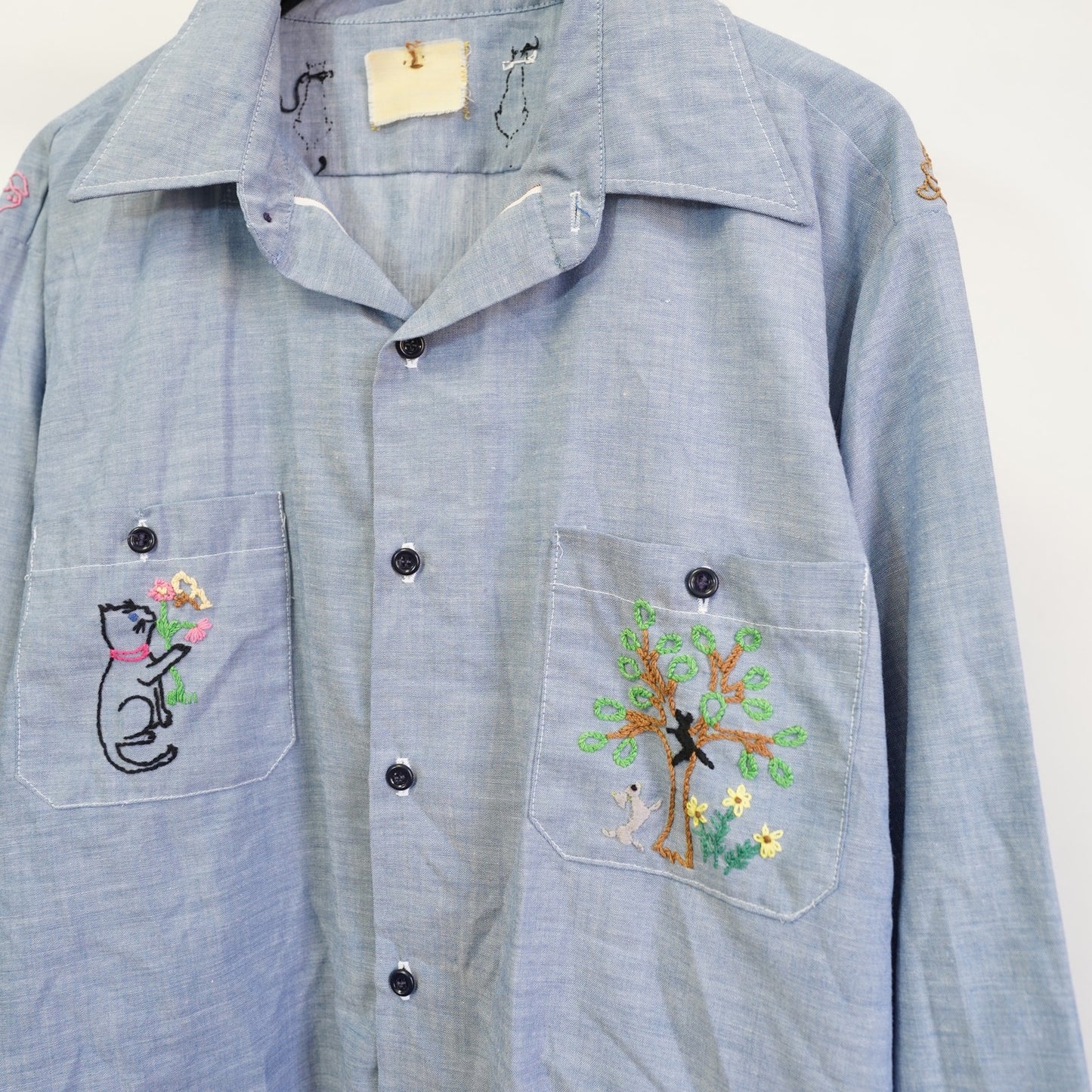 (3XL) True Vintage 70s Wide Collar Hand Chain Stitched Button Up Men's 3XL Western