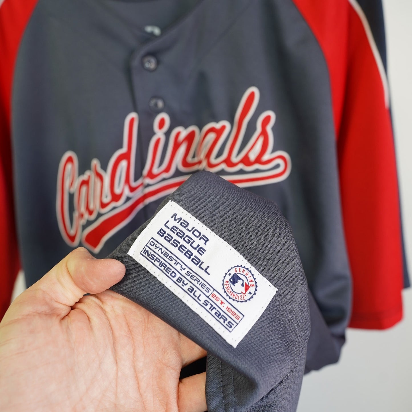 (XL) St. Louis Cardinals Embroidered Dynasty Baseball Jersey Men's XL Gray Sewn Red