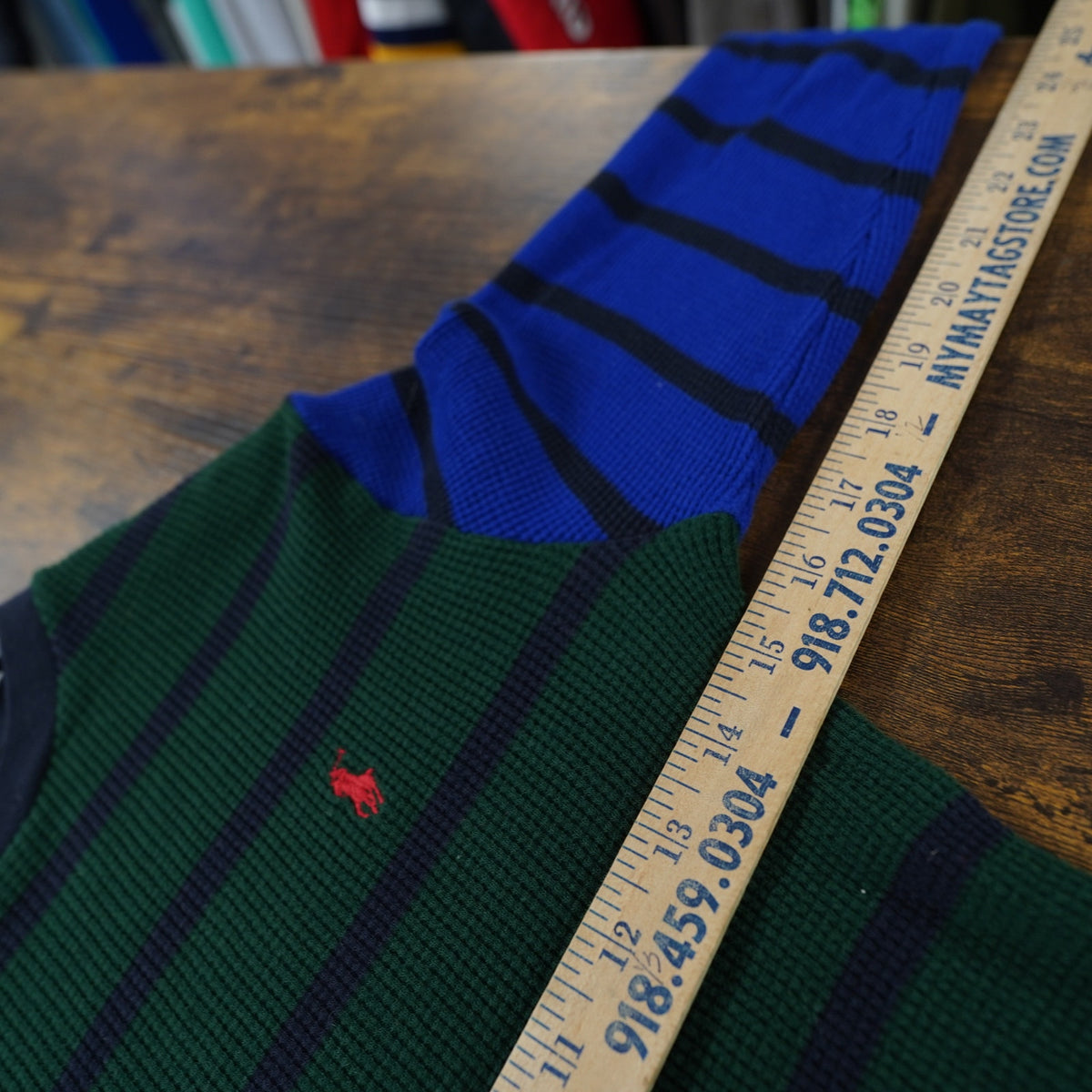 (Boys M) Polo Ralph Lauren Striped Color Block Long Sleeve T-Shirt Boys M 10-12 Green