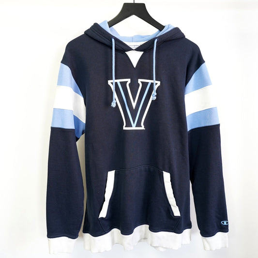 (XL) Vintage Villanova University Wildcats Champion Hoodie Men's XL Blue Cut & Sew
