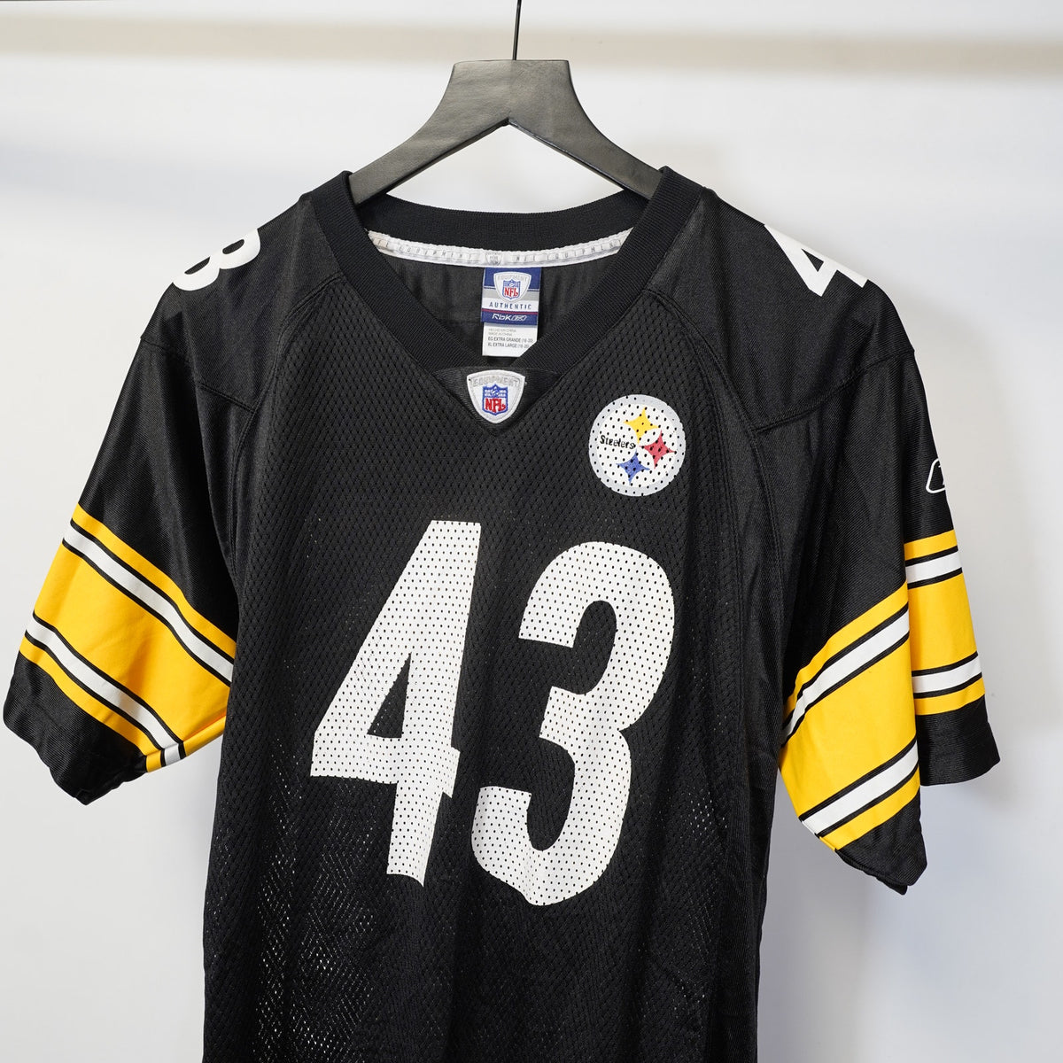 (Boys XL) Pittsburg Steelers Troy Polamalu Football Jersey Boys Size XL Black Youth Kids