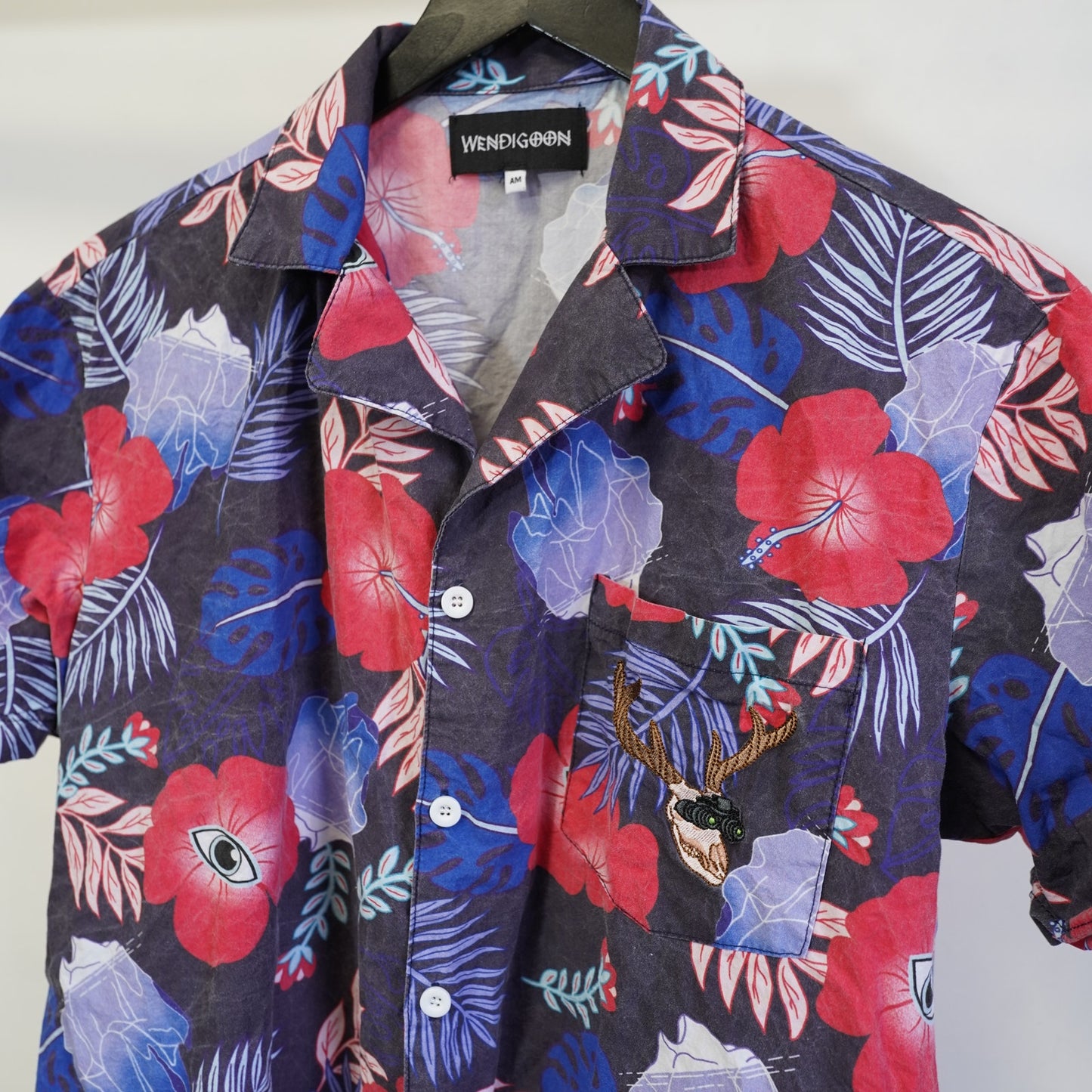 (M) Wendigoon Retro Floral Hawaiian Shirt Men's M Floral Multicolor Surf Y2K