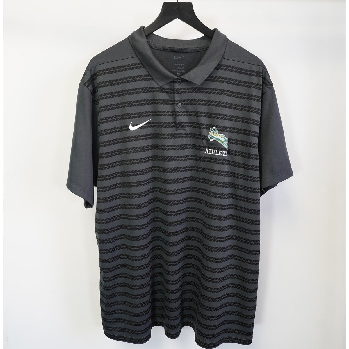 (XXL) Nike P-51 Mustang Fighter Plane Sewn Striped Dri-Fit Golf Polo Shirt Men's XXL