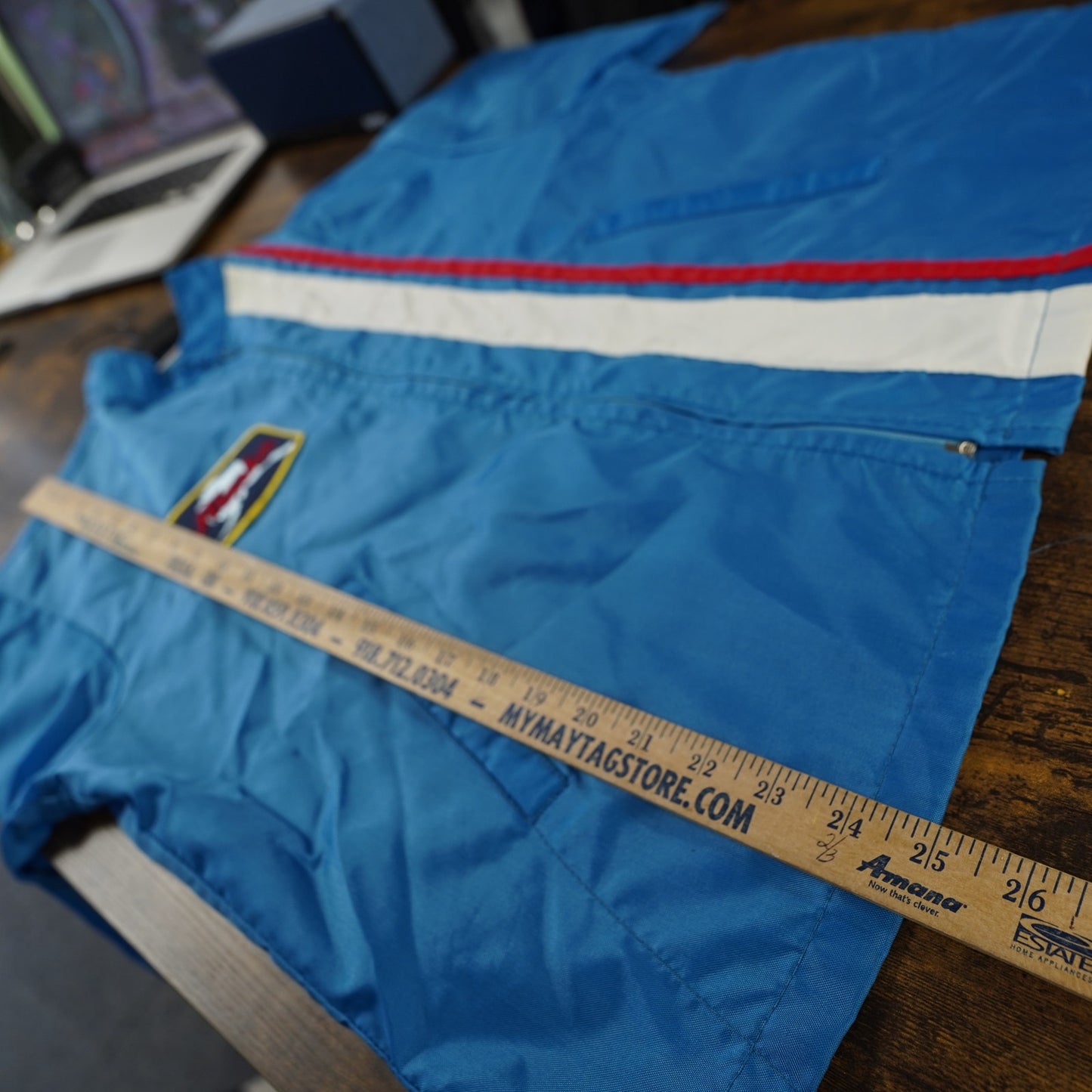 (L) True Vintage 1970s Alaska Light Racing Jacket Mens L Blue Stitched Biker Hot Rod
