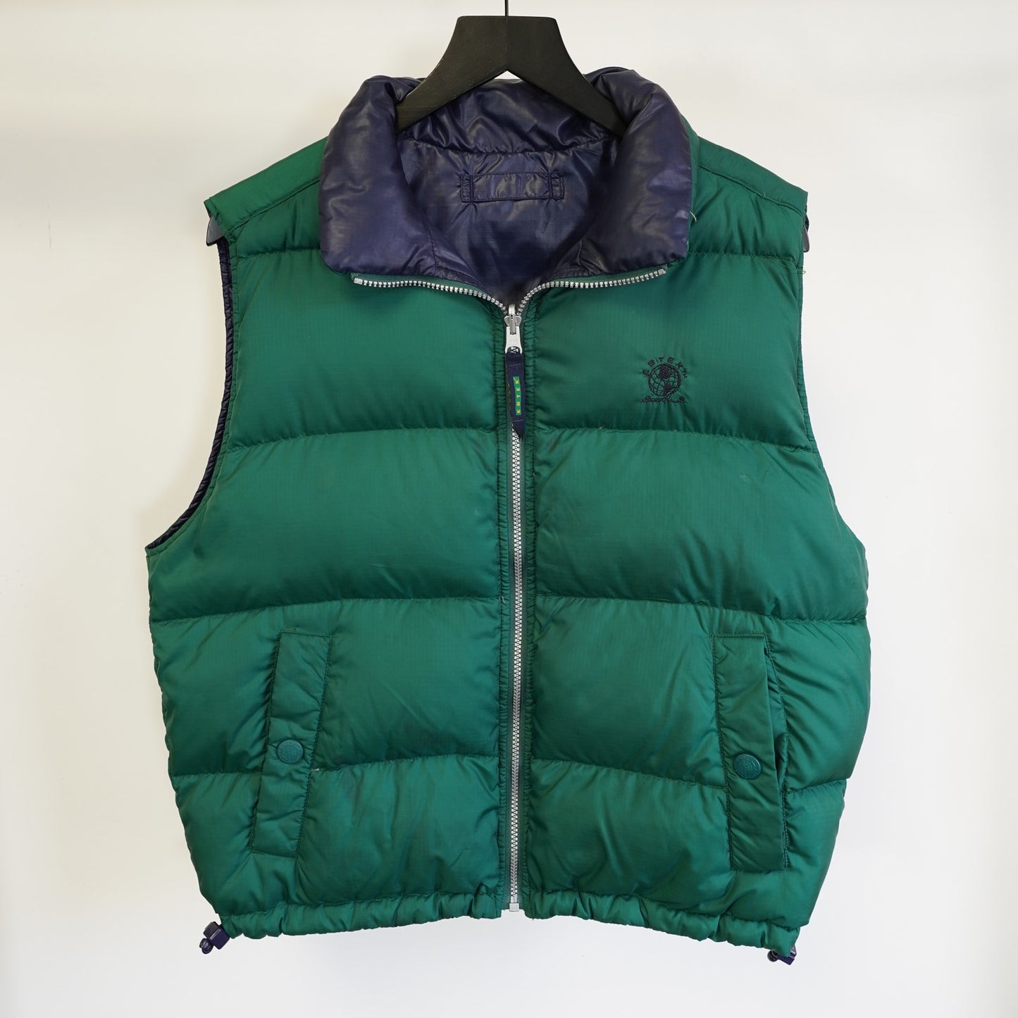 (S/M) Vintage Eddie Bauer Ebtek Reversible 90s Down Puffer Vest Men's S-M Green Blue