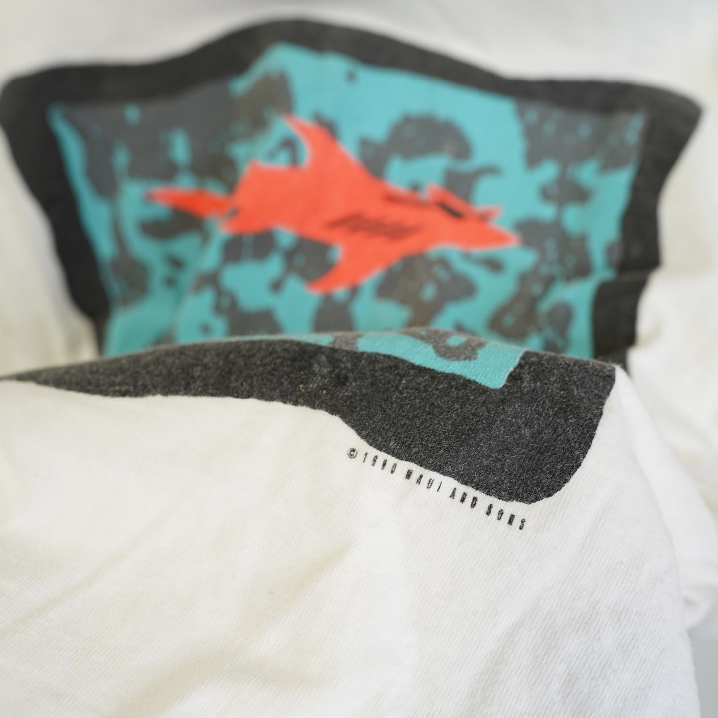 (M) Vintage Maui & Sons Surf Shark T-Shirt Men's M White Skate Beach