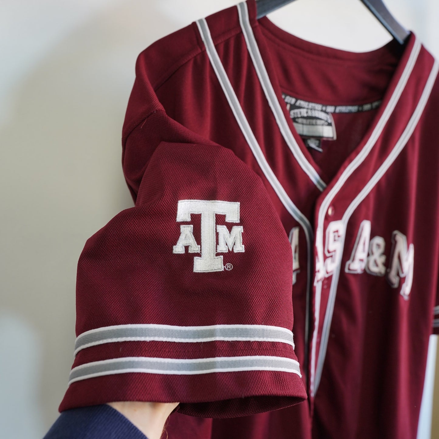 (XL/XXL) Vintage Texas A&M Embroidered Baseball Jersey Men's XL-XXL Steve & Barrys Maroon