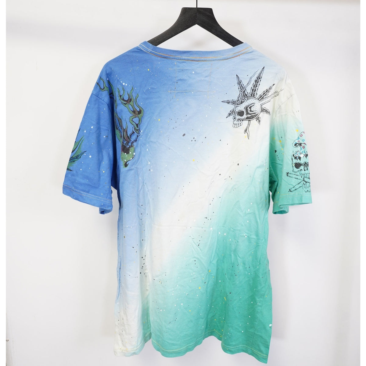 (4XL) Blue Moe Ink Slingers Marijuana Joker Art Tie Dye T-Shirt Men's 4XL Weed Drug