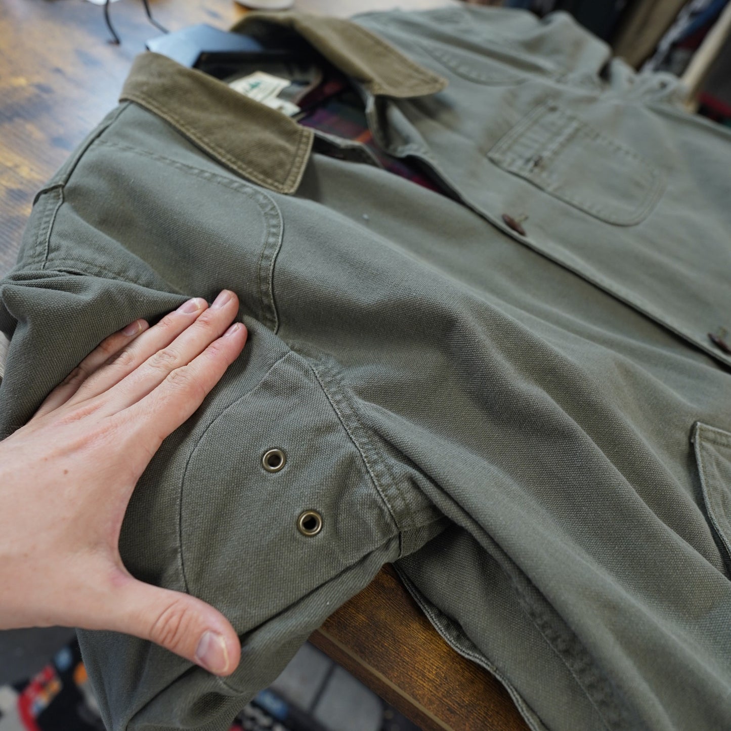 (L) Vintage L.L. Bean Field Coat Blanket Lined Men's L Olive Green Corduroy Jacket