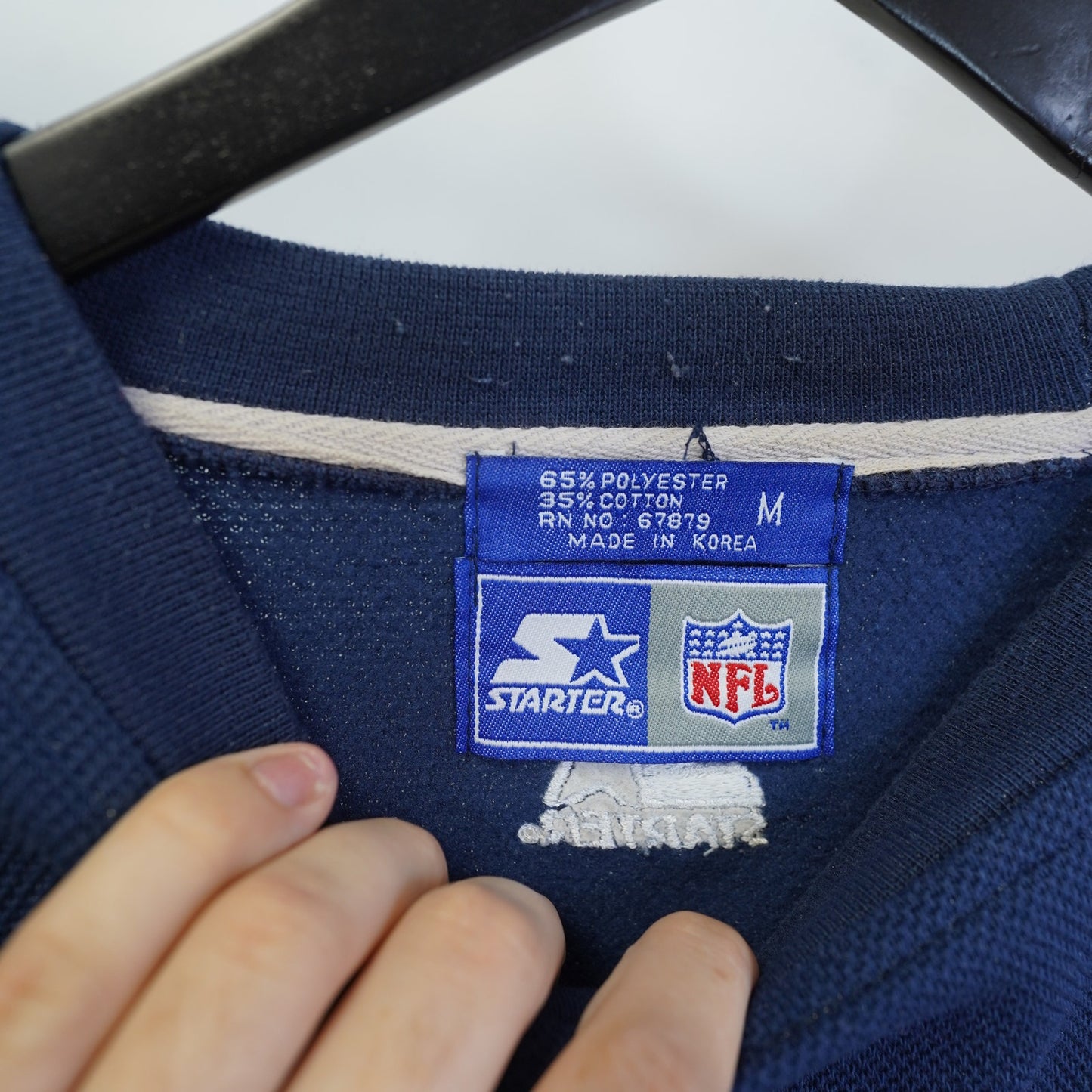 (M) Vintage Dallas Cowboys Script 90s Sewn Sweatshirt Men's M Navy Blue Retro NFL