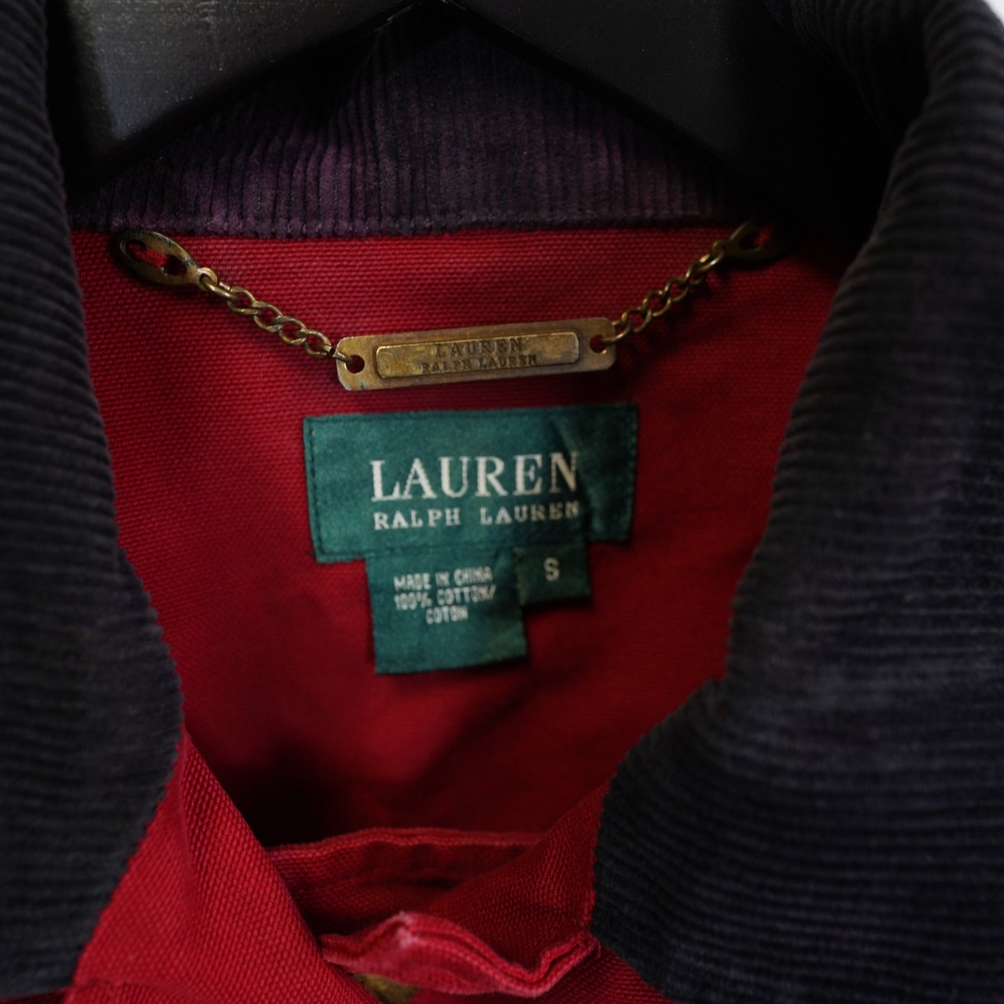 (Women's S) Lauren Ralph Lauren Canvas Fireman's Peacoat Jacket Red Preppy