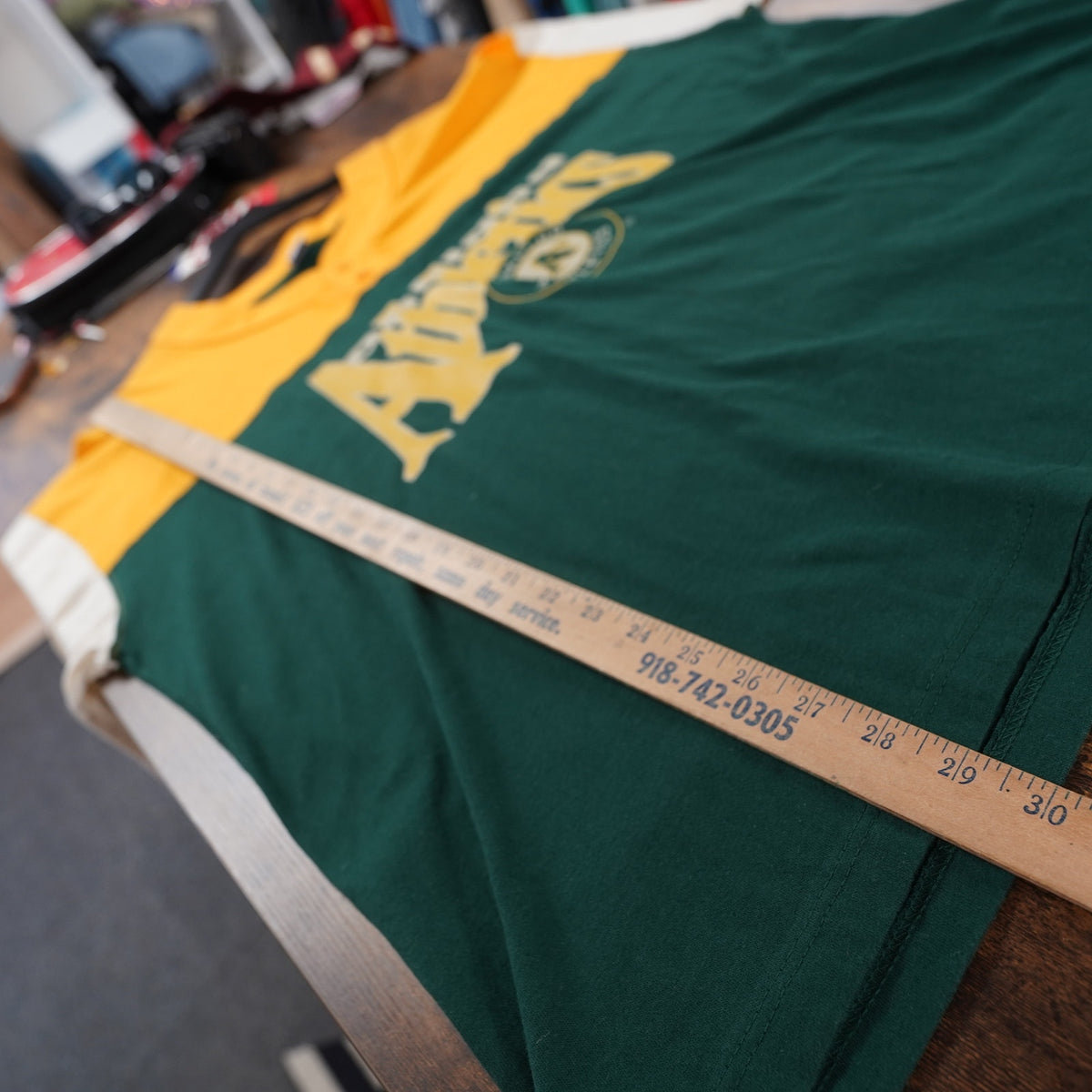 (XL) Vintage Oakland Athletics 90s The Game Baseball T-Shirt Men's XL Green Yellow