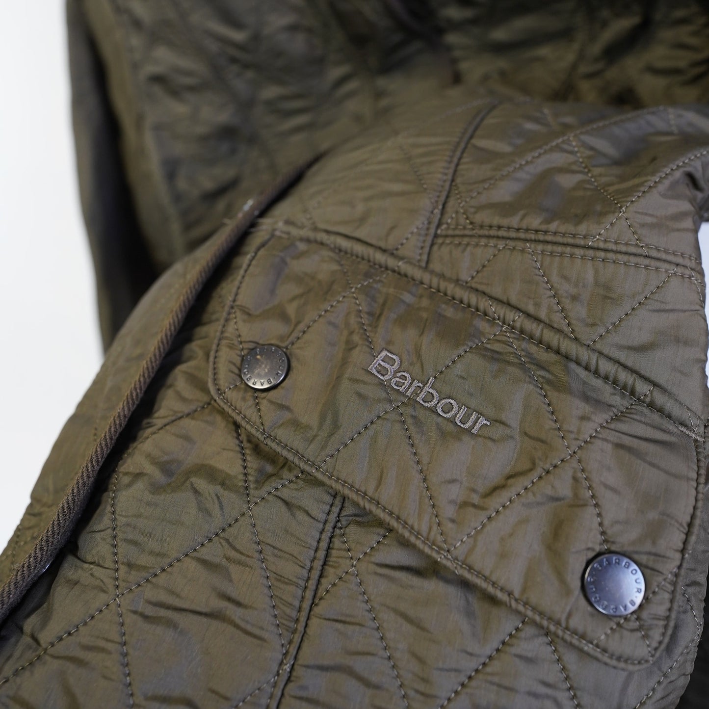 (Women's Sz 4) Barbour Cavalry Polarquilt Jacket US4 Olive Fleece Lined Equestrian Quiet Luxury