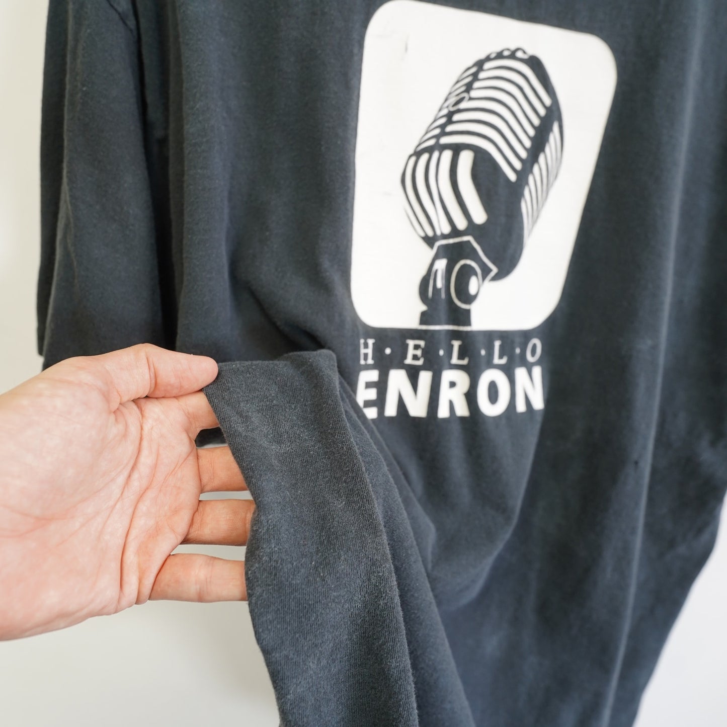 Vintage Hello Enron Music T-Shirt Men's XL Black 2000s Y2K