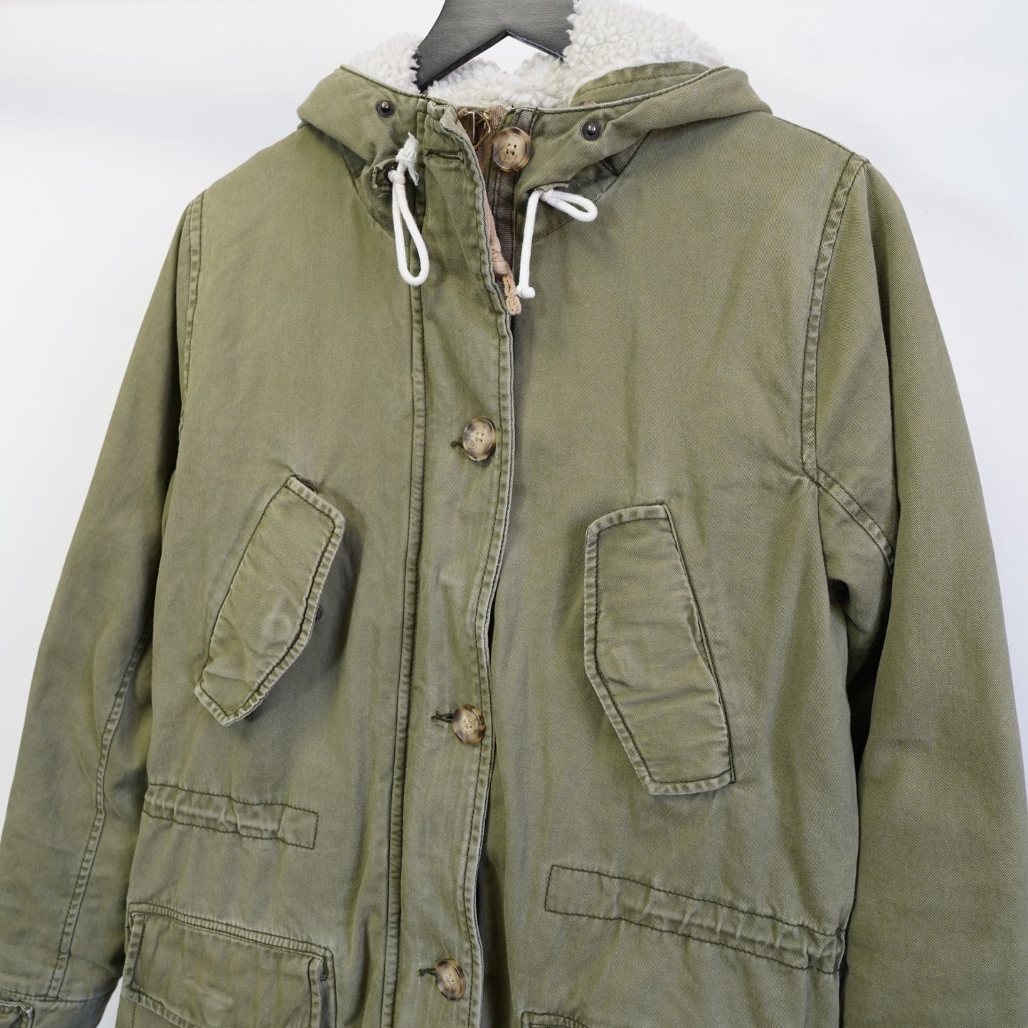 (Women's M) Vintage Abercrombie & Fitch Military Jacket Sherpa Lined Women's M Green Y2K