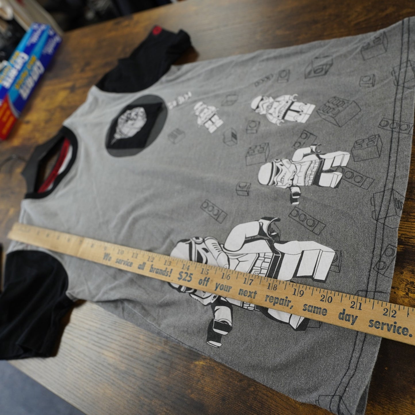 (Youth M) Vintage Lego Star Wars Storm Trooper T-Shirt Kids Sz. 8 Youth M Gray Black