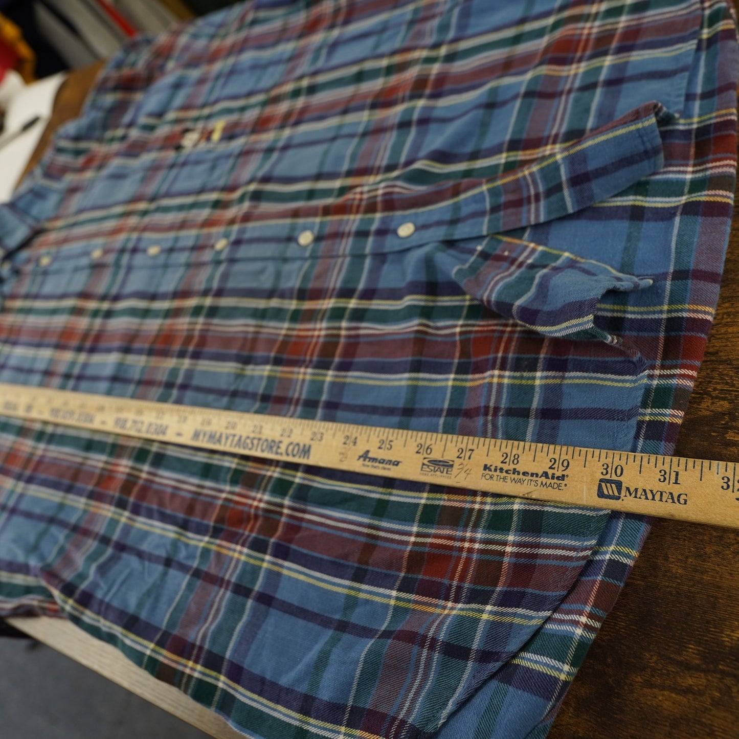 (XL) Vintage Mickey Mouse Disney Flannel Button Up Shirt Men's XL Sewn Blue Plaid