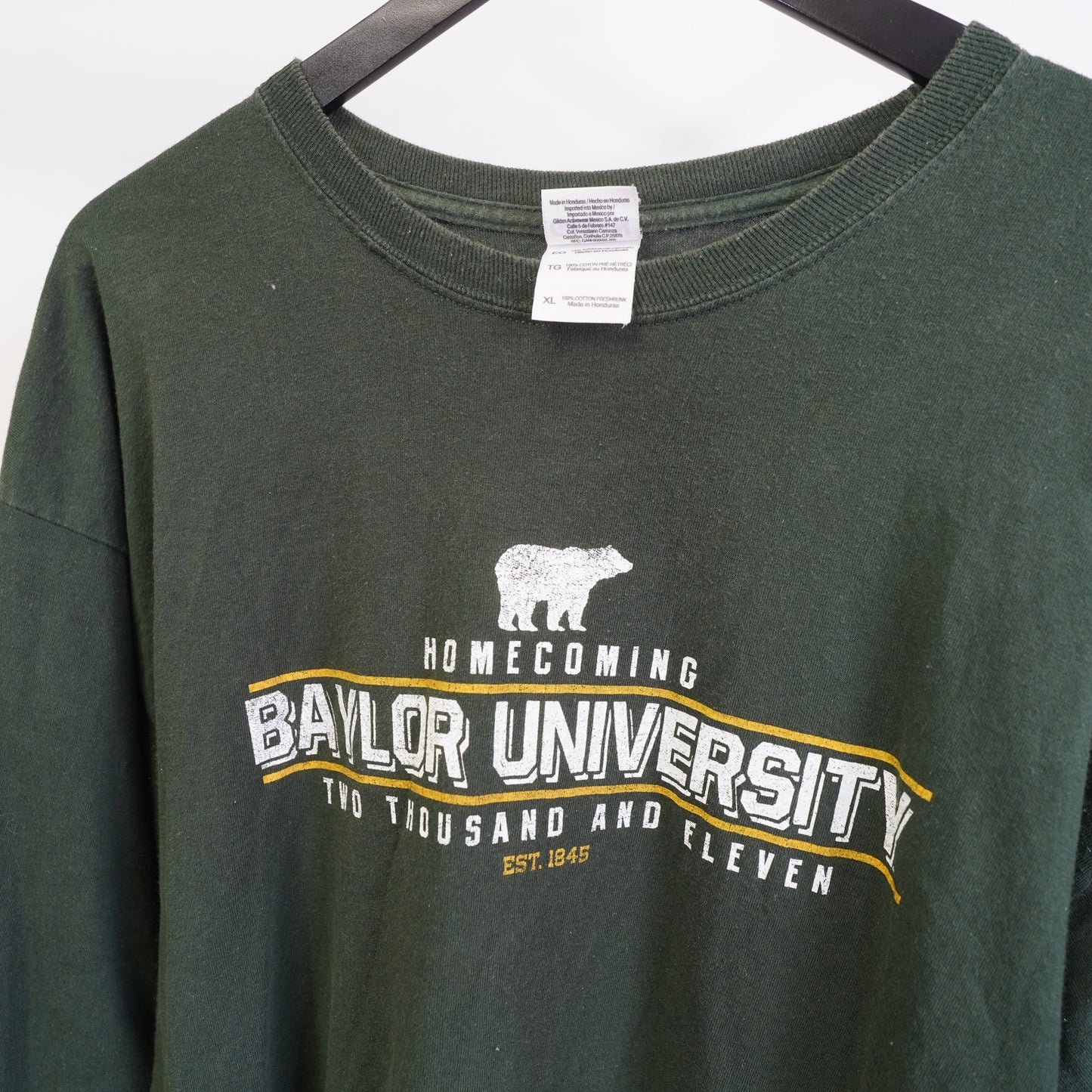 (XL) Baylor University Bears Homecoming Longsleeve T-Shirt Men's XL Green Yellow