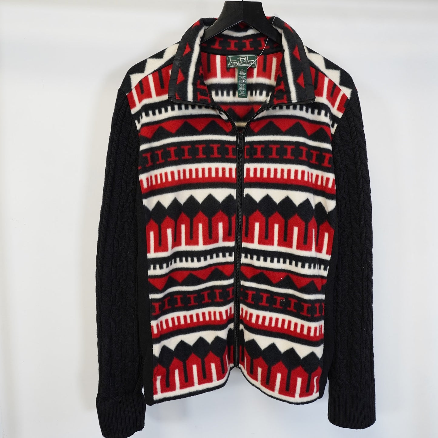 (Women's XXL) Lauren Ralph Lauren Fleece Full-Zip Jacket Women's 2XL Black Southwest Aztec